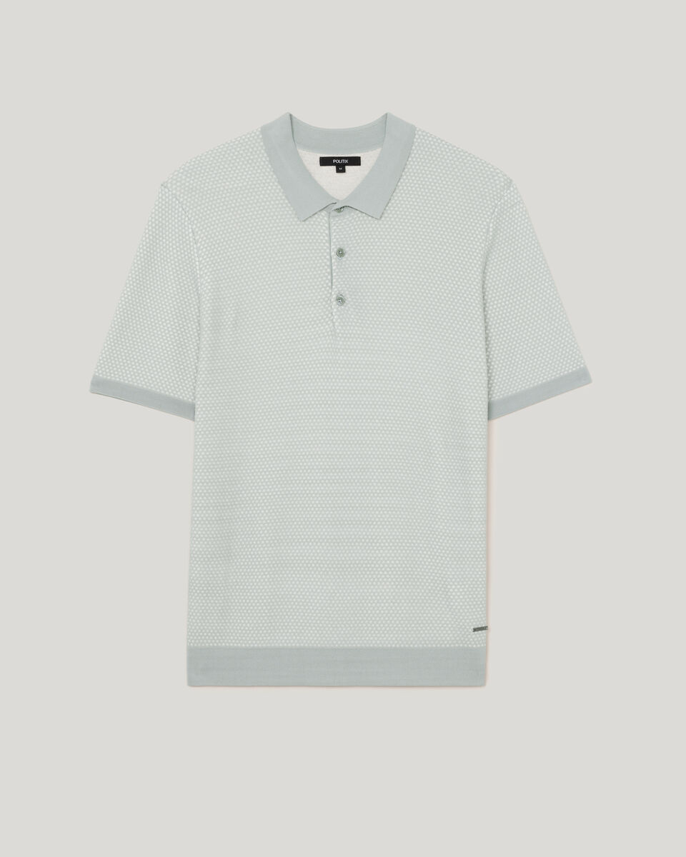 Waffle Lightweight Knit Polo, Sage, hi-res